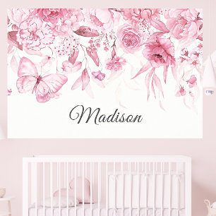 18x12 Watercolor Vintage Floral Drop Baby Nursery Poster