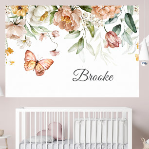 18x12 Watercolor Vintage Soft Pink Florals Nursery Poster