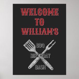 18x24 Backyard BBQ Birthday Party Welcome Sign