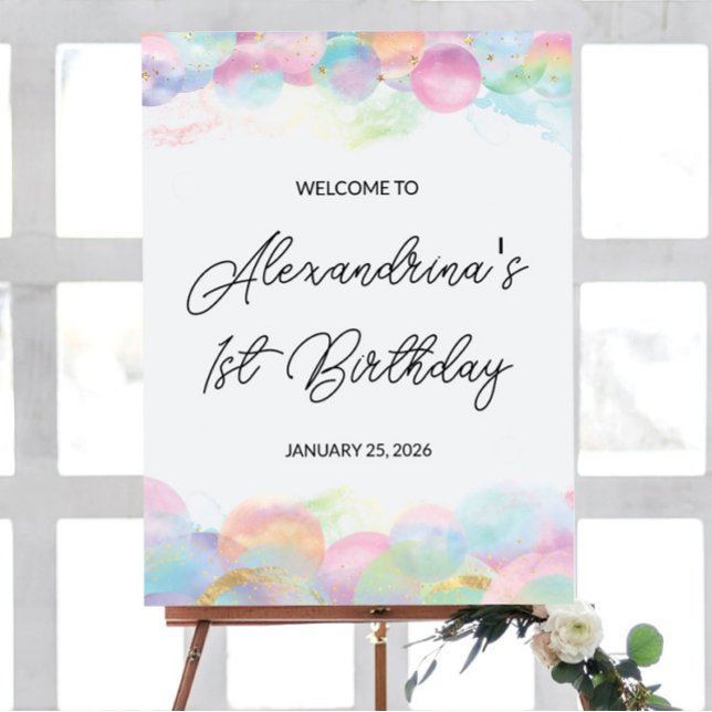 18x24" Colourful Rainbow Bubble Welcome Birthday  Poster (Creator Uploaded)