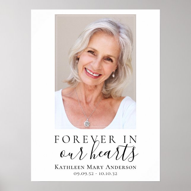 18x24 Forever in Our Hearts Photo Funeral Welcome  Poster (Front)