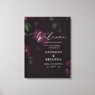 18x24" Moody Purple Bloom Grunge Wedding Welcome Canvas Print