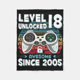 18yr Bday Son Boy Funny Gamer 18th 18 Year Old Bir Fleece Blanket