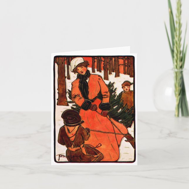 1900 Art Nouveau Christmas Holiday Card (Front)