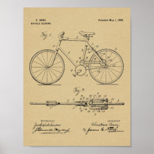 1900 Bicycle Gear Patent Art Drawing Print