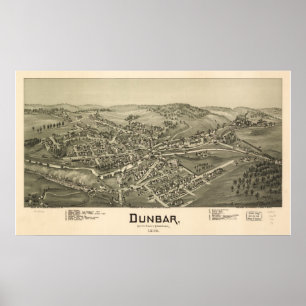 1900 Dunbar, PA Birds Eye View Panoramic Map Poster