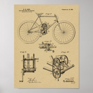 1900 High Speed Gear Bicycle Design Patent Print