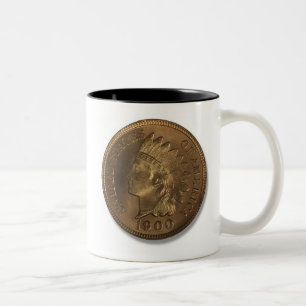 1900 Indian Head Penny Two-Tone Coffee Mug