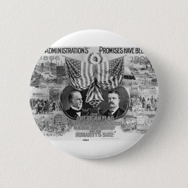 1900 Mckinley - Roosevelt 6 Cm Round Badge (Front)