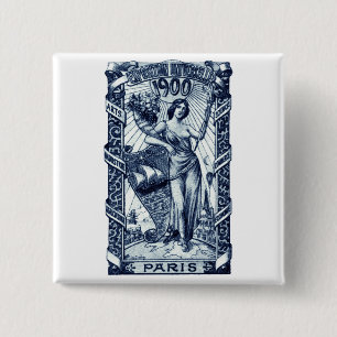 1900 Paris International Expo Poster 15 Cm Square Badge
