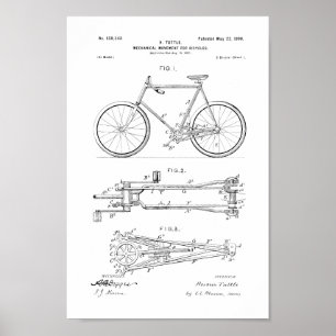 1900 Vintage Bicycle Patent Print Customize Color