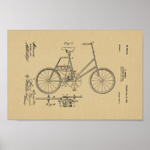 1900 Vintage Electric Bicycle Patent Art Print