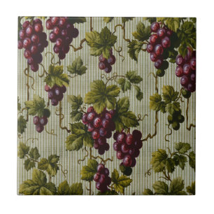 1900 Vintage Grapes Fruit Botanical Design Tile