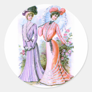 1900s Fashion Dresses Classic Round Sticker