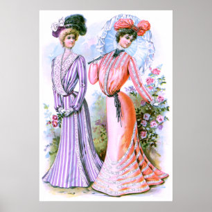 1900s Fashion Dresses Poster