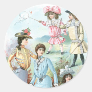 1900s Fashion Hats Classic Round Sticker