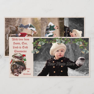 1900s Home for Christmas Train Photocard Holiday C Card