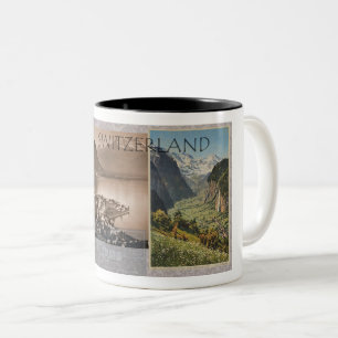 1900s SWITZERLAND POSTCARD DESIGN Two-Tone Coffee Mug