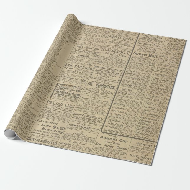 1900's Vintage Newspaper Wrapping Paper (Unrolled)