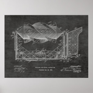 1901 Flying Machine Aeroplane Patent Drawing Print