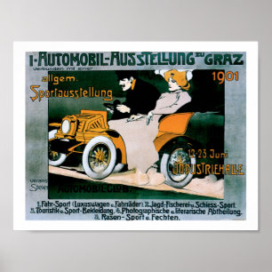 1901 Graz Automobile Vintage Art Print Poster