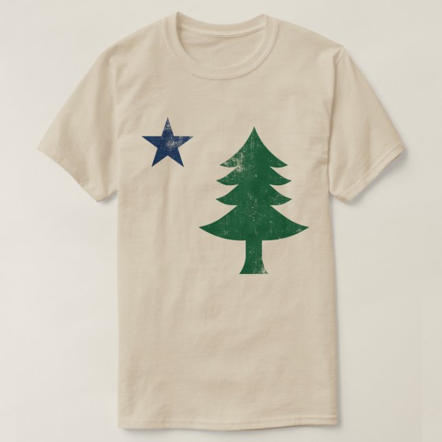 1901 Maine Flag - Distressed T-Shirt (Design Front)