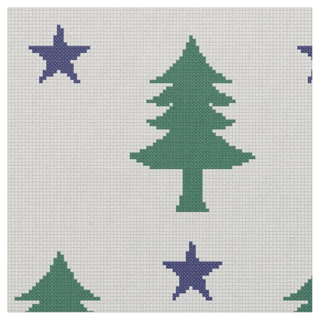 1901 Maine Flag Faux Cross Stitch Fabric (Close Up)