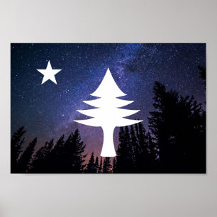 1901 Maine Flag - Starry Night Edition Poster