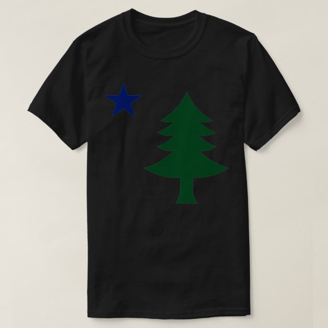 1901 Old First Flag of Maine Pine Tree and Star  T-Shirt (Design Front)
