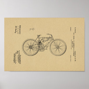 1901 Vintage Motorised Bicycle Patent Art Print