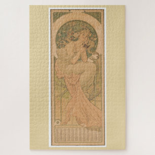 1902 Art Nouveau Calendar by Alphonse Mucha Jigsaw Puzzle