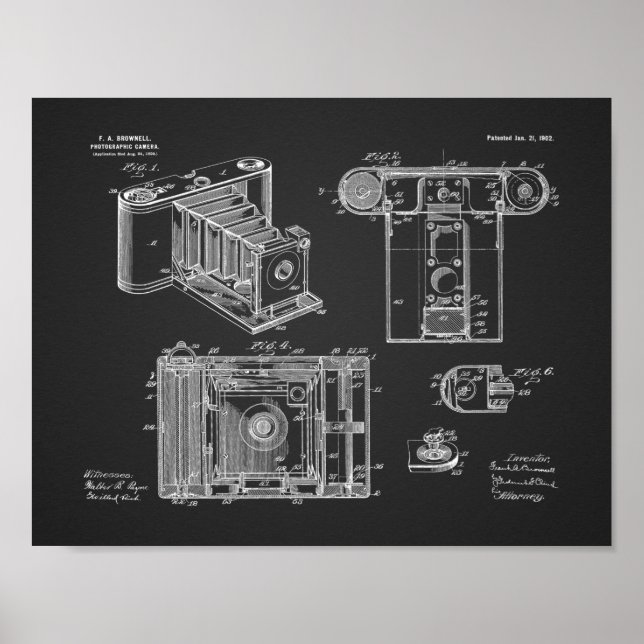 1902 Folding Camera Patent Art Drawing Print (Front)