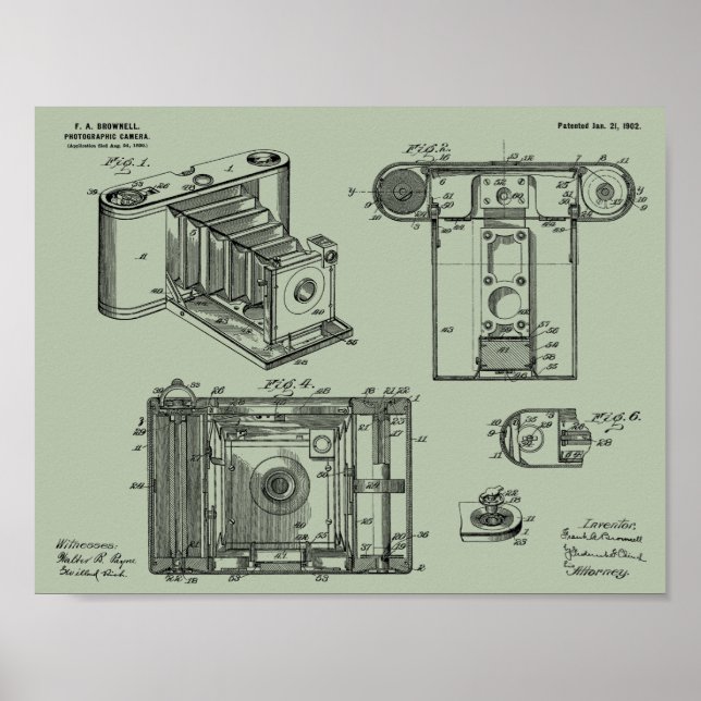 1902 Folding Camera Patent Art Drawing Print (Front)