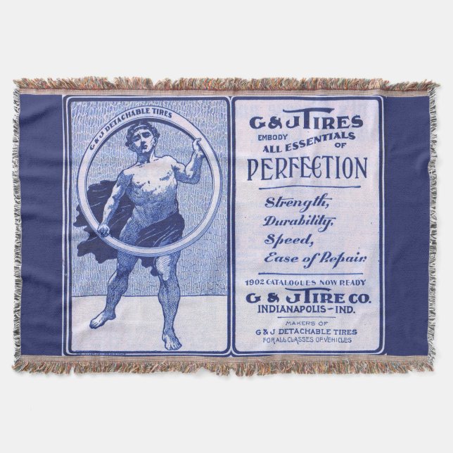 1902 G & J Tires ad print Throw Blanket (Front)