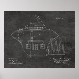 1902 Odd Airship Aeroplane Patent Art Drawing Prin Poster