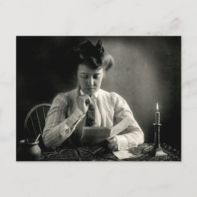 1902 Reading by Candlelight Postcard (Front)