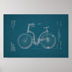 1902 Vintage Bicycle Patent Blueprint Art Print
