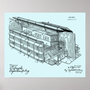 1903 Flying AirShip Patent Art Drawing Print