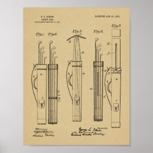 1903 Golf Club Caddy Bag Design Patent Art Print