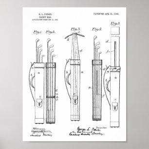 1903 Golf Club Caddy Bag Design Patent Art Print