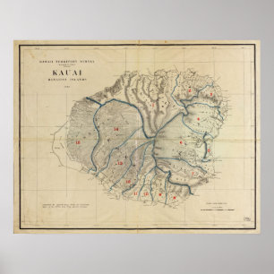 1903 Map of Kauai, Hawaiian Islands Poster