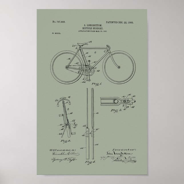 1903 Vintage Bicycle Patent Print Art (Front)