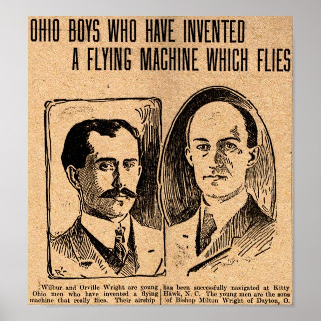 1903 Wright Brothers replica newspaper poster (Front)