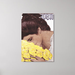1904 ART NOUVEAU YELLOW ROSES COVERART CANVAS PRINT