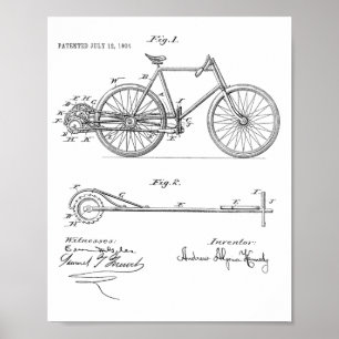 1904 Lever Propelled Bicycle Patent Art Print
