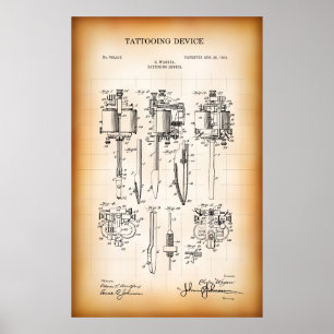 1904 TATTOOING DEVICE PATENT POSTER
