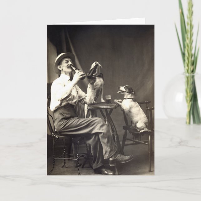1905 Beer Drinking Dogs Card (Front)
