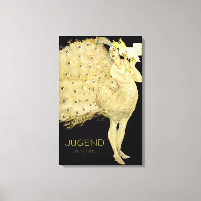 1906!!! ART NOUVEAU PEACOCK DANCER CANVAS (Front)