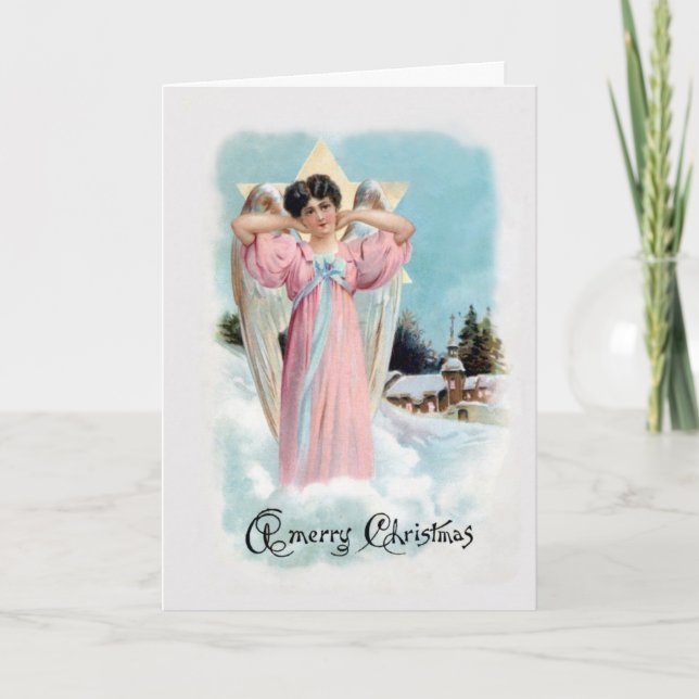1906 Old-Fashioned Angel Christmas Card (Front)
