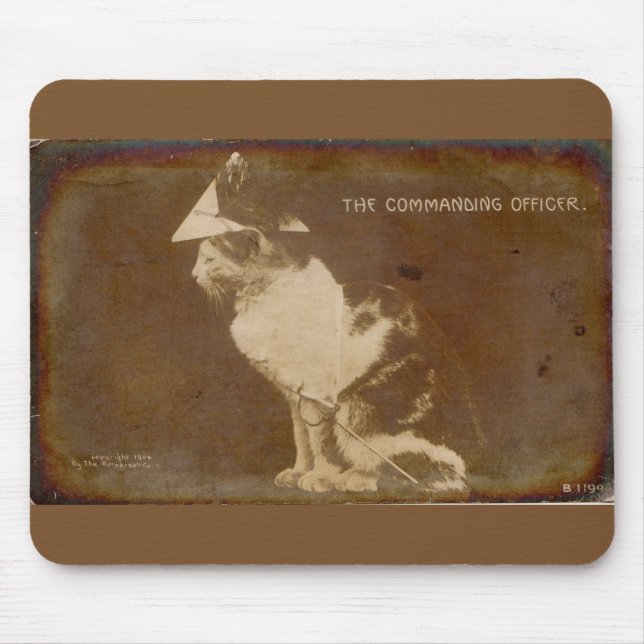 1906 The Commanding Officer dressed cat RPPC Mouse Mat (Front)